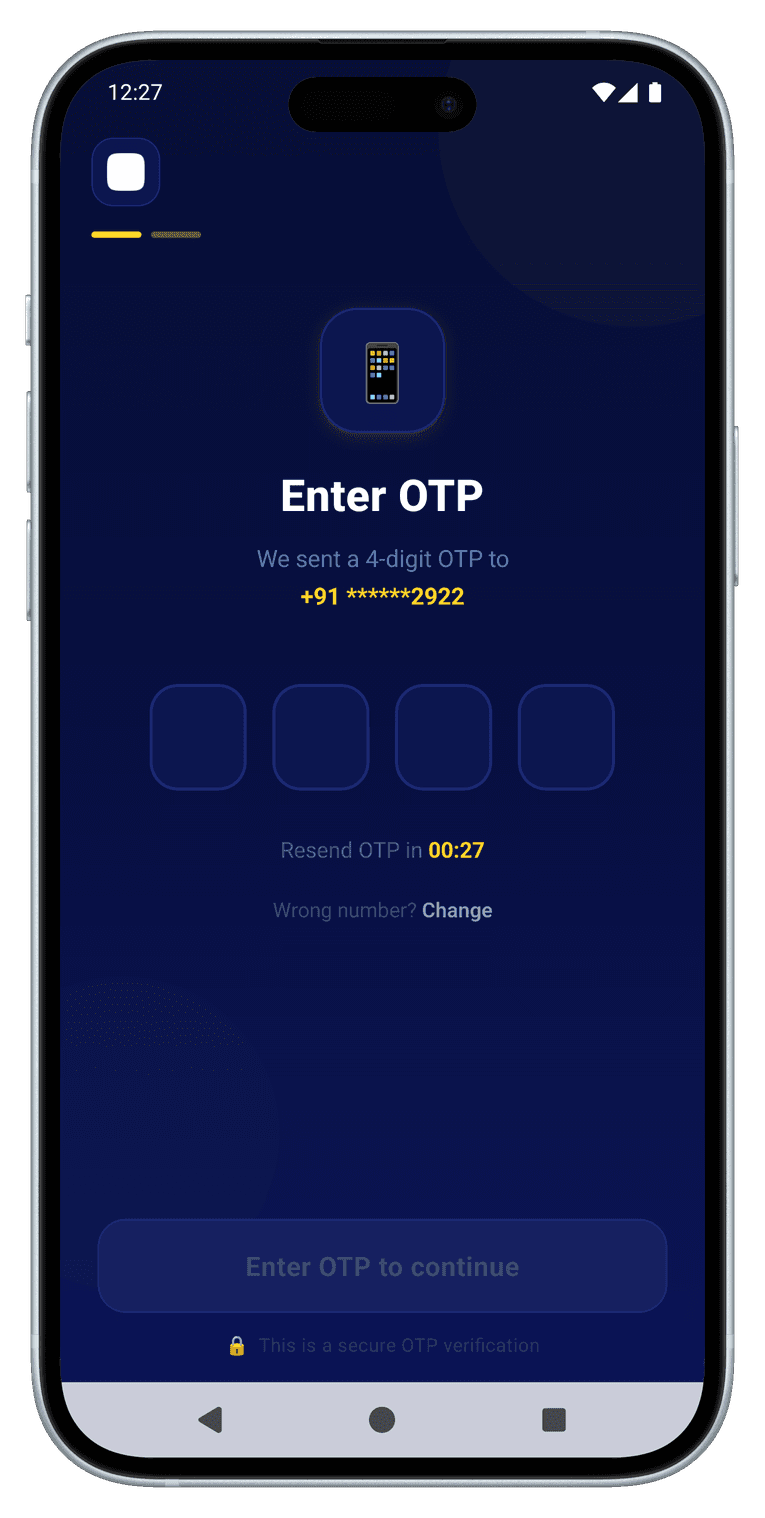 MR Bike Doctor app — OTP verification screen